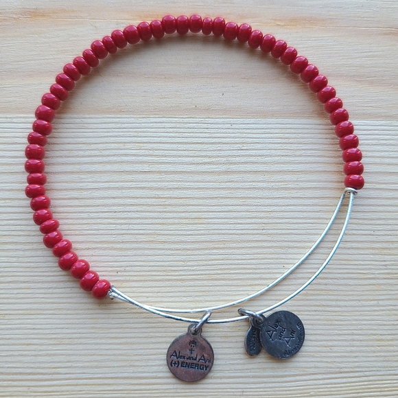 NWOT Alex and Ani Silver Red Bead Bracelet - Picture 3 of 4